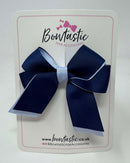 3 Inch Twist Short Tail Bow - Navy & Bluebell