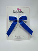 3 Inch Tail Bow - Royal Blue & White