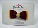 3.5 Inch Flat Gem Bow - Burgundy & Yellow Gold