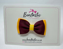 3 Inch Flat Double Bow - Burgundy & Yellow Gold