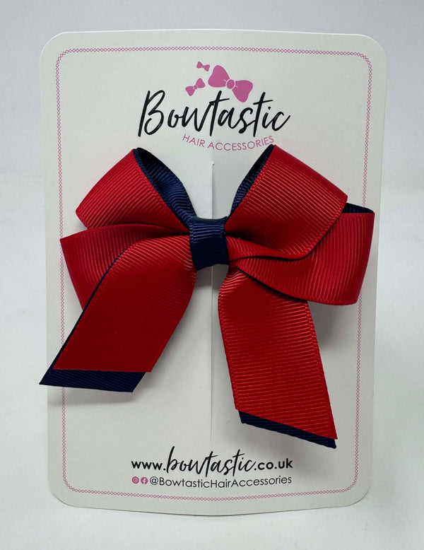 3 Inch Twist Short Tail Bow - Red & Navy