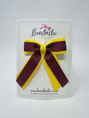 3 Inch Tail Bow -  Burgundy & Daffodil