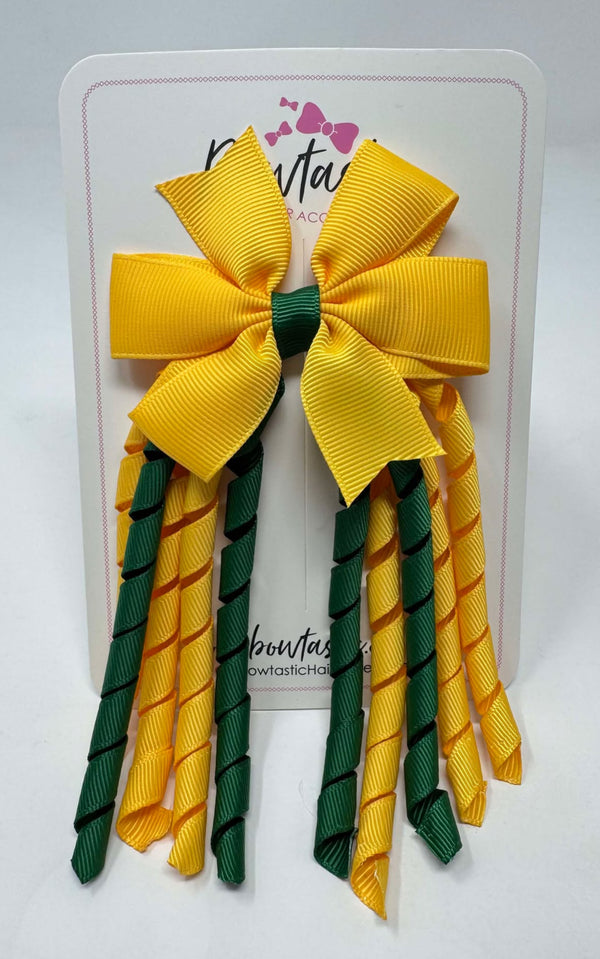 3 Inch Pinwheel Corker Bow - Yellow & Forest Green