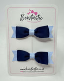 2.75 Inch 2 Layer Tuxedo Bow - Navy & Bluebell - 2 Pack