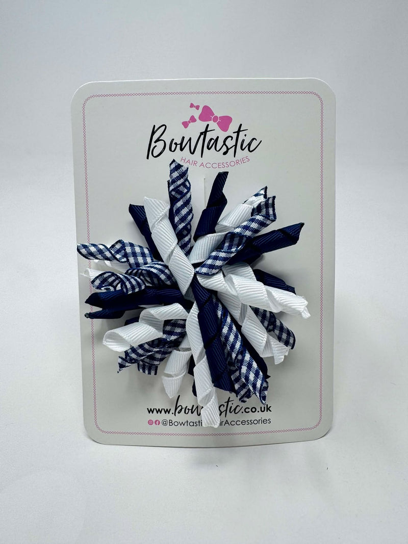 3.5 Inch Corker Bow - Navy & White Gingham