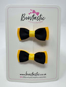 1.75 Inch Bow - Black & Yellow Gold - 2 Pack