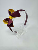 3 Inch Bow Alice Band - Burgundy & Yellow Gold