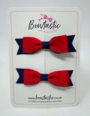 2.75 Inch 2 Layer Tuxedo Bow - Red & Navy - 2 Pack
