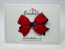3 Inch Flat 2 Layer Bow - Red & Navy