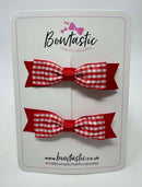 2.5 Inch Layer Tuxedo Bow - Red Gingham - 2 Pack