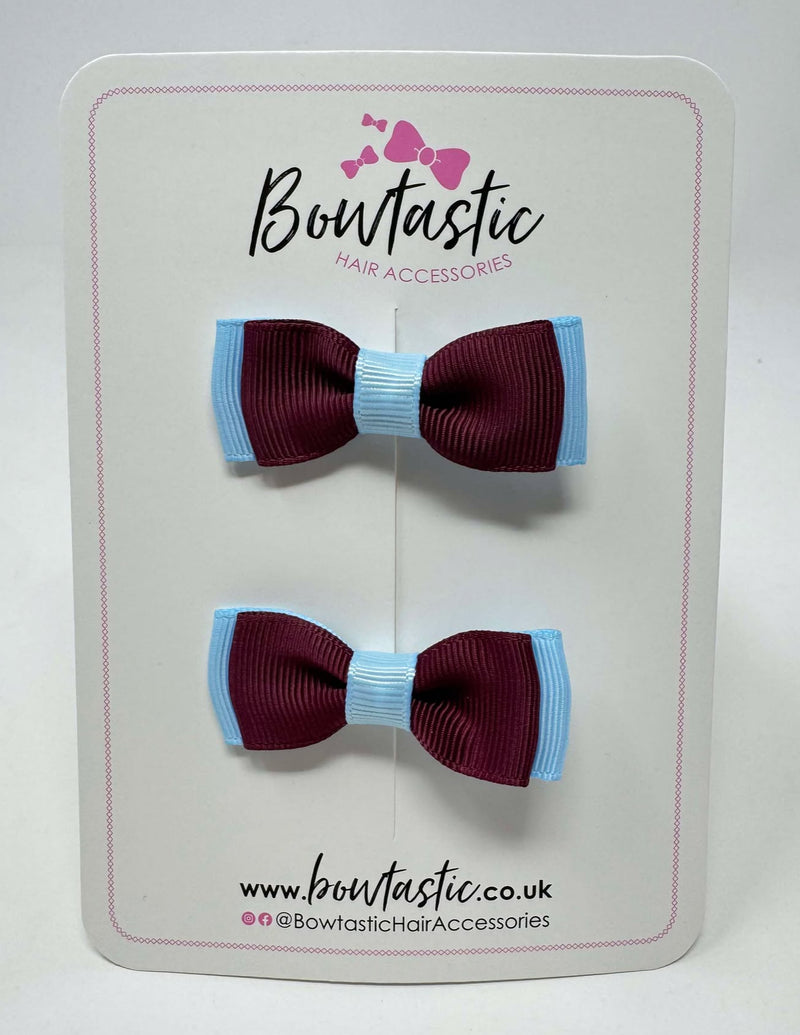 1.75 Inch Bow - Burgundy & Blue Topaz - 2 Pack