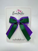 3 Inch Tail Bow - Forest Green & Purple