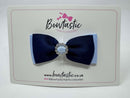 3.5 Inch Flat Gem Bow - Navy & Bluebell