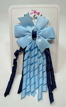 3 Inch Pinwheel Corker Bow - Blue Topaz & Navy