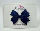 3 Inch Flat 2 Layer Bow - Navy