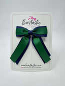 3 Inch Tail Bow - Forest Green & Navy