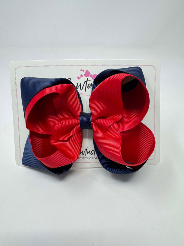 5 Inch Double Bow - Red & Navy
