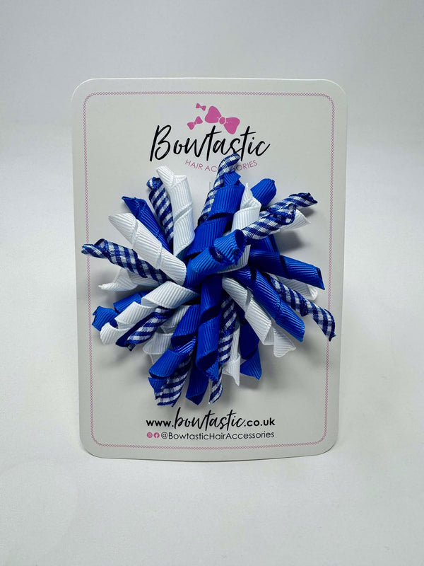 3.5 Inch Corker Bow - Royal Blue & White Gingham