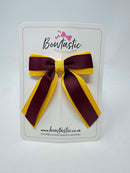 3 Inch Tail Bow - Burgundy & Yellow Gold