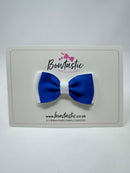 3 Inch Flat Double Bow - Royal Blue & White