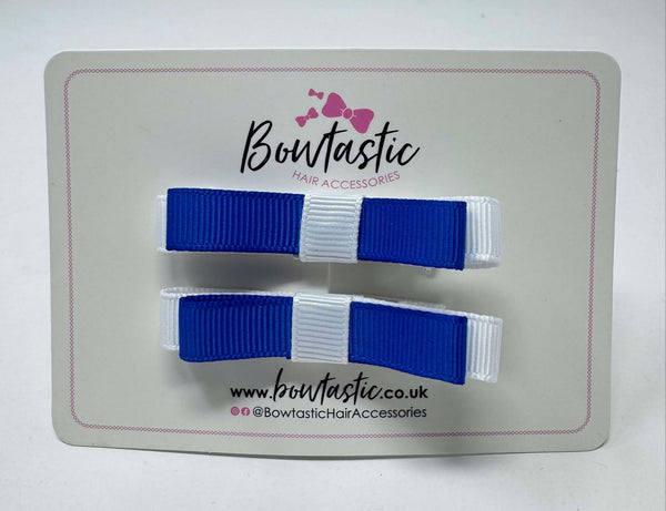 2 Inch Slide Bows - Royal Blue & White - 2 Pack