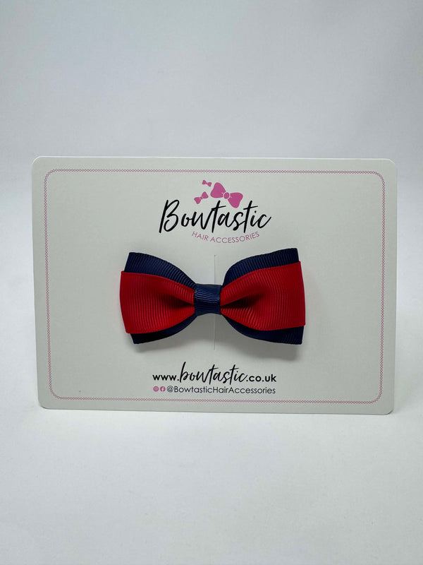 3 Inch Thin Tuxedo Bow - Red & Navy