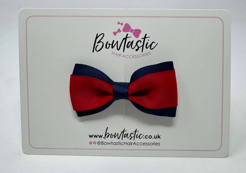 3 Inch Thin Tuxedo Bow - Red & Navy