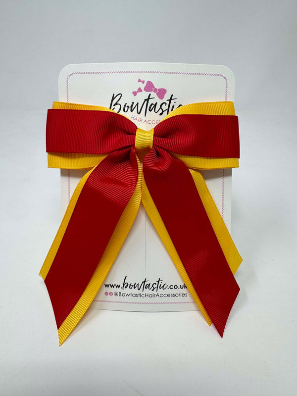 4.5 Inch Tail Bow - Red & Yellow Gold