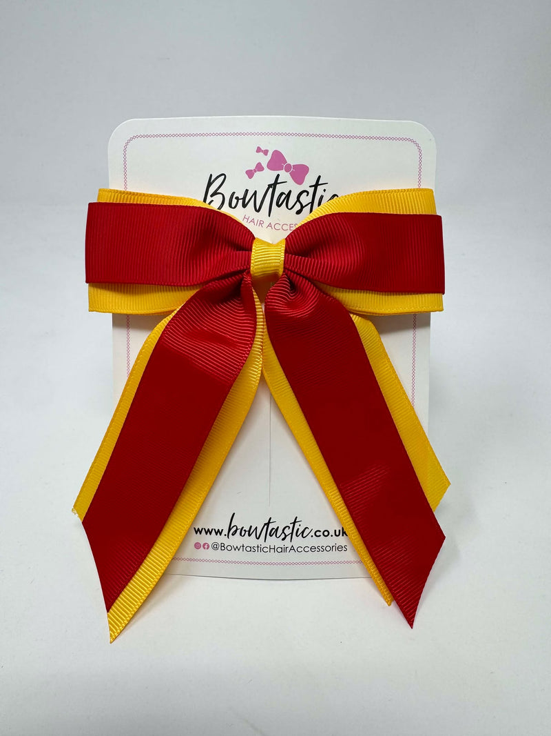 4.5 Inch Tail Bow - Red & Yellow Gold