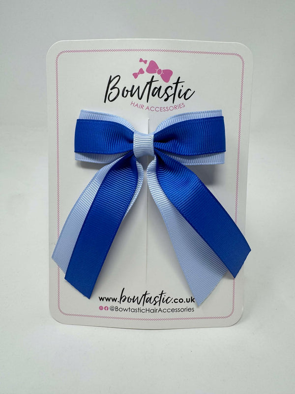 3 Inch Tail Bow - Royal Blue & Bluebell