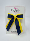 3 Inch Tail Bow - Navy & Daffodil