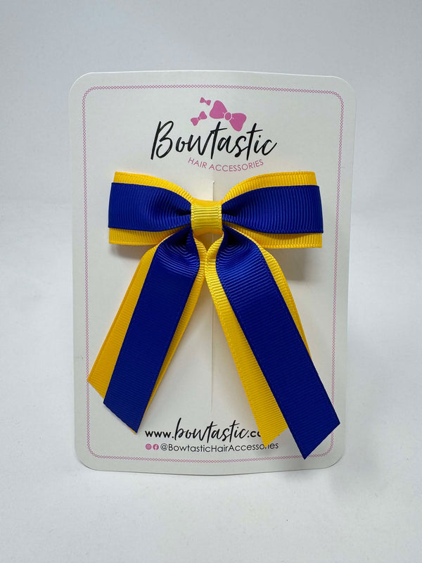 3 Inch Tail Bow - Cobalt & Yellow Gold