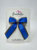 3 Inch Tail Bow -  Royal Blue & Metal Grey