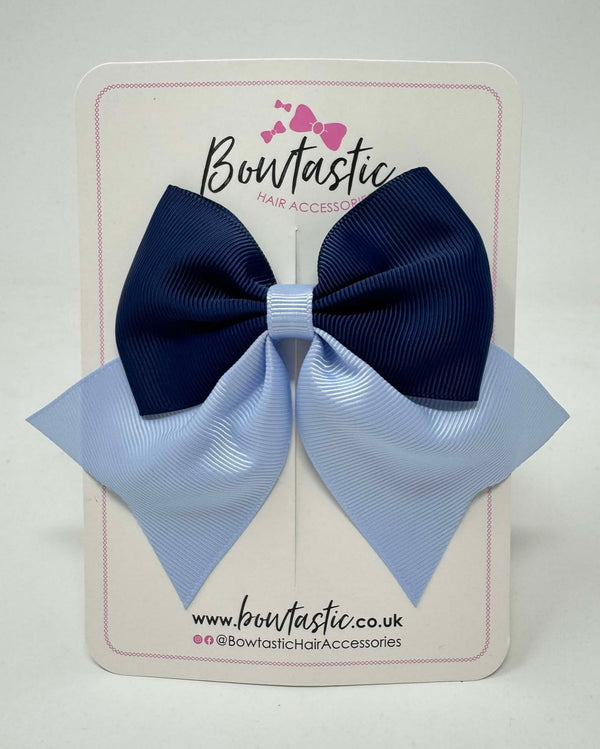3.5 Inch Flat Tail Bow - Navy & Bluebell