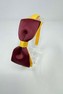 4 Inch Flat Bow Alice Band - Burgundy & Yellow Gold