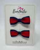 2.5 Inch Tuxedo Bow - Red & Navy - 2 Pack