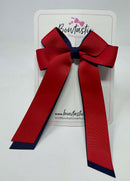 3 Inch Twist Tail Bow - Navy & Red
