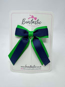 3 Inch Tail Bow - Navy & Emerald Green