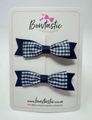 2.5 Inch Layer Tuxedo Bow - Navy Gingham - 2 Pack