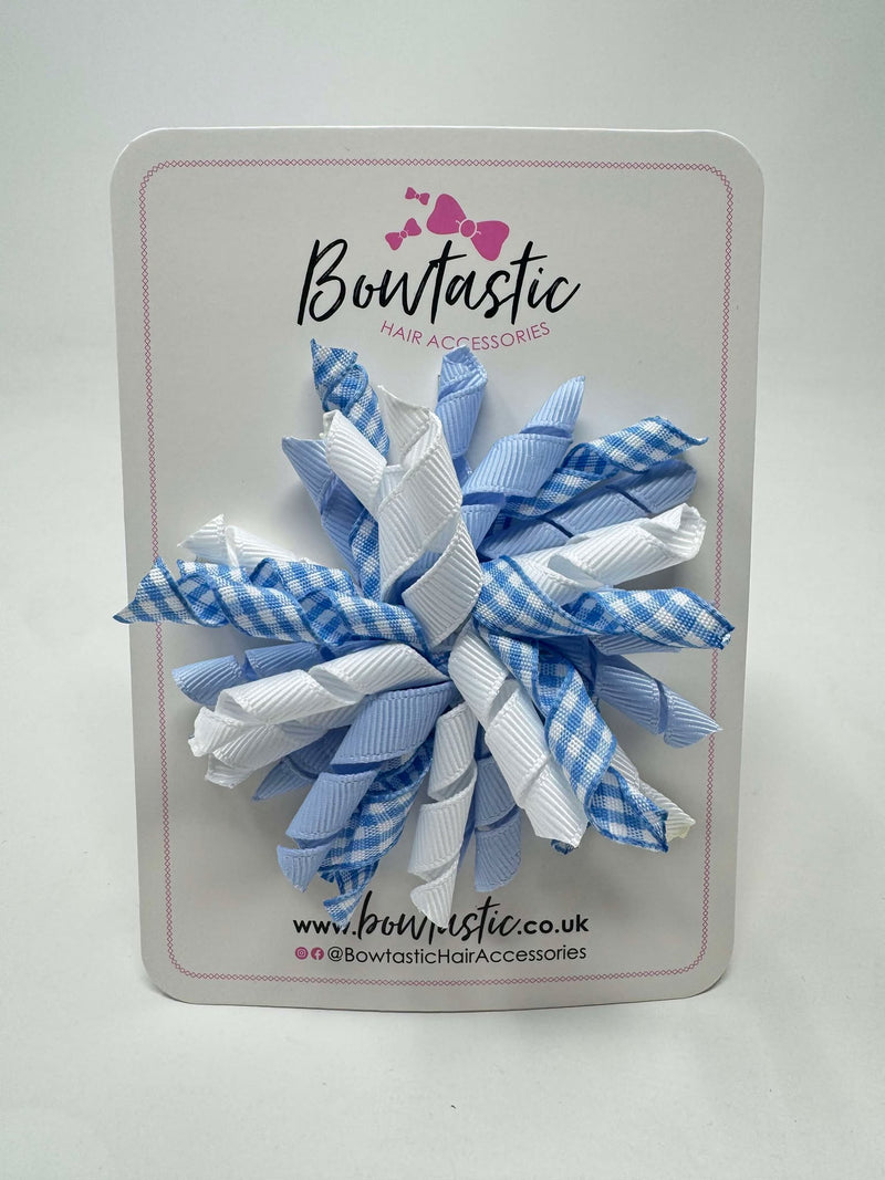 3.5 Inch Corker Bow - Bluebell & Blue Gingham
