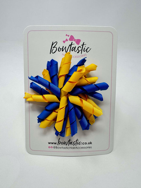3.5 Inch Corker Bow - Royal Blue & Yellow Gold