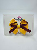 3.5 Inch Flat Bow - Burgundy & Yellow Gold