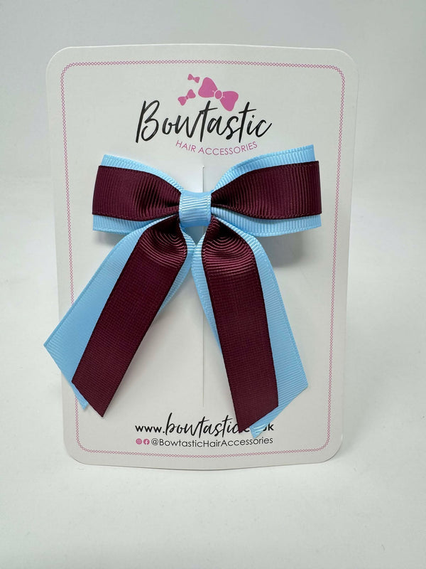 3 Inch Tail Bow -  Burgundy & Blue Topaz