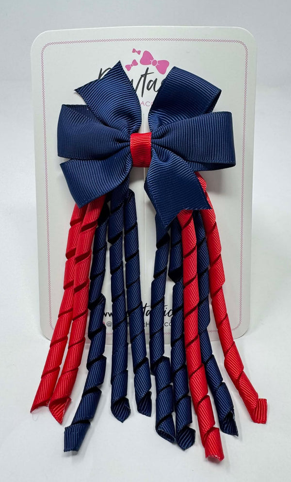 3 Inch Pinwheel Corker Bow - Navy & Red
