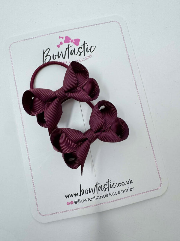 2 Inch Bow Thin Elastic - Burgundy - 2 Pack