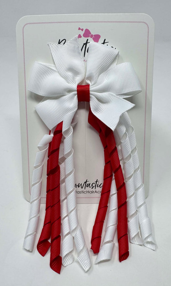 3 Inch Pinwheel Corker Bow - White & Red