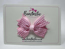 3 Inch Flat 2 Layer Bow - Pink Gingham
