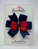 3 Inch 2 Layer Pinwheel Bow - Red & Navy