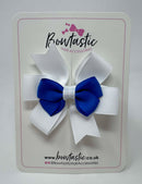 3 Inch 2 Layer Pinwheel Bow - Royal Blue & White