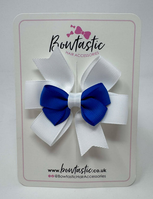 3 Inch 2 Layer Pinwheel Bow - Royal Blue & White